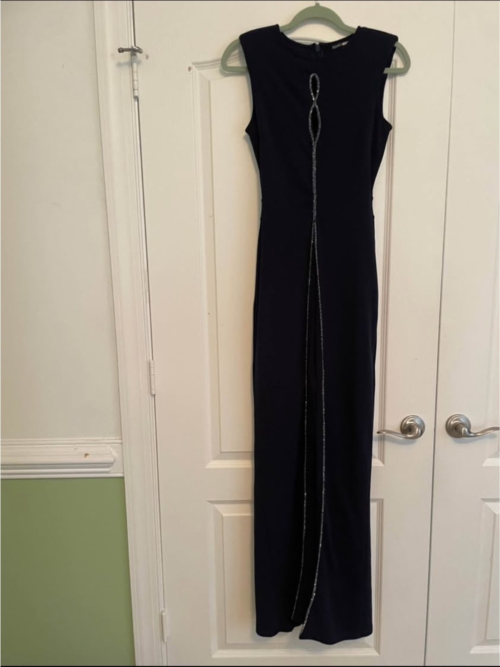 Fashion Nova Black Sleeveless Maxi Jumpsuit with Silver Trim